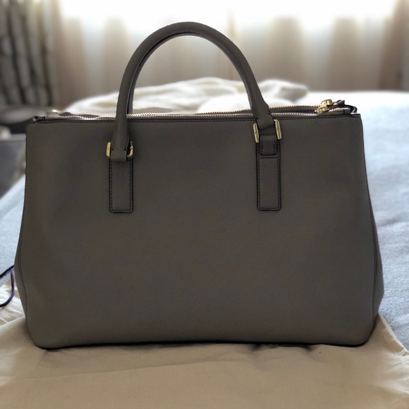 Tory Burch Double Zip Robinson Tote in Storm Grey - Picture 4 of 7